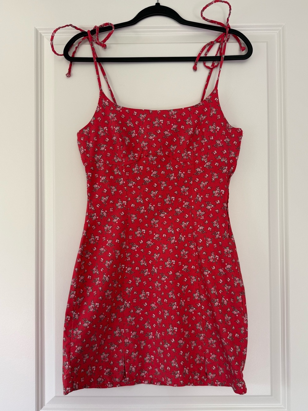 Trixxi Red Floral Mini Dress with White Rose Print
